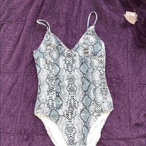 Snake Print Body Suit from Shein